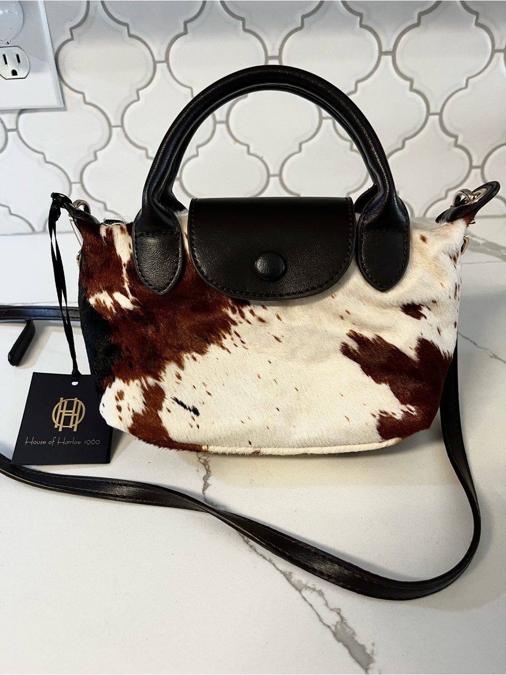 NWT House of Harlow 1960 Pony Hair Top Handle Bag